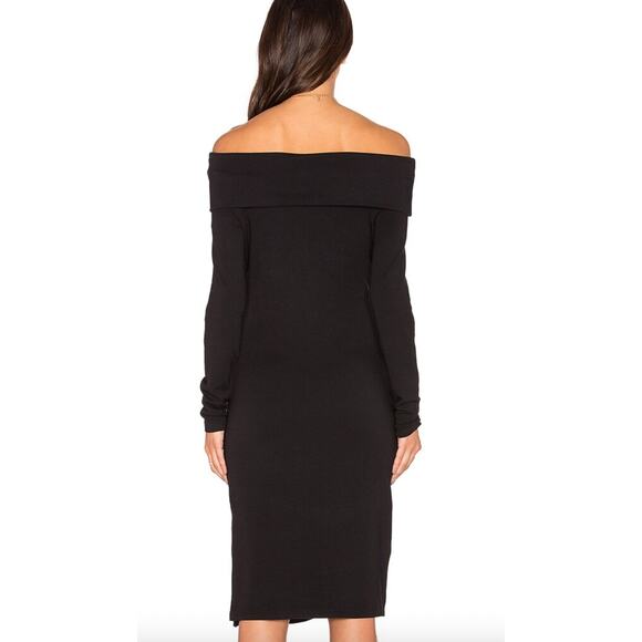 Splendid Dress Womens XS Black Off Shoulder Frenchy Terry Knit Midi SD10840 - Picture 4 of 10